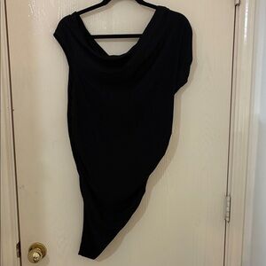 Elegant Black Draped Bodysuit